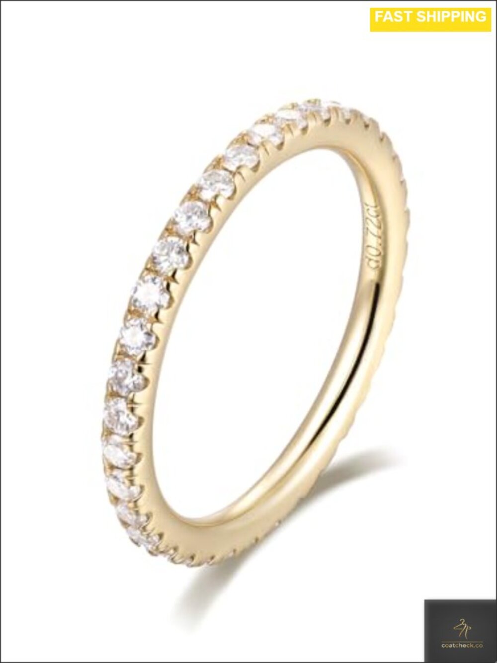 Moissanite Eternity Ring 925 Sterling Silver Yellow Gold Finish Wedding Band